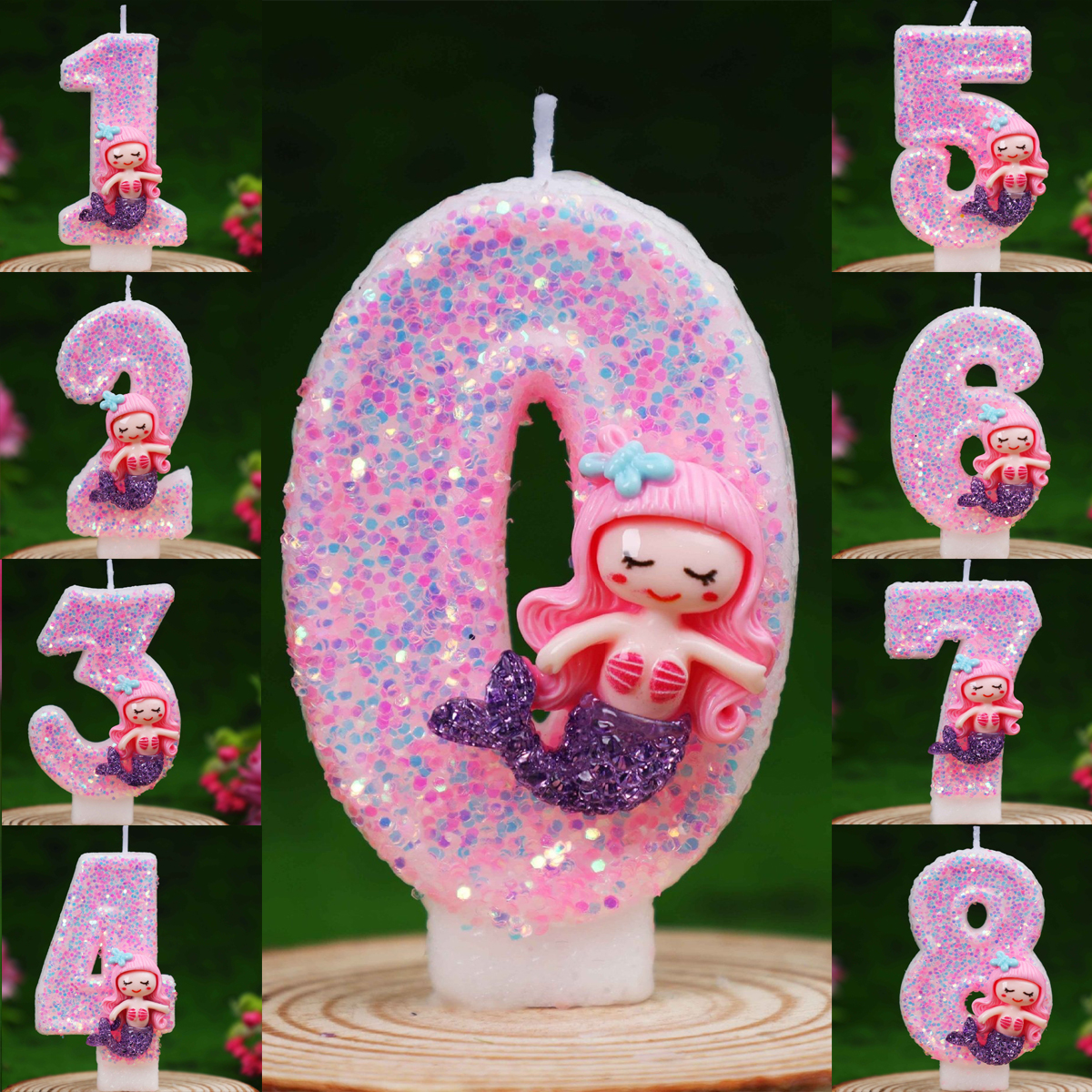 Candle Supplies In - Creative Pink Mermaid 0-9 Digital Birthday